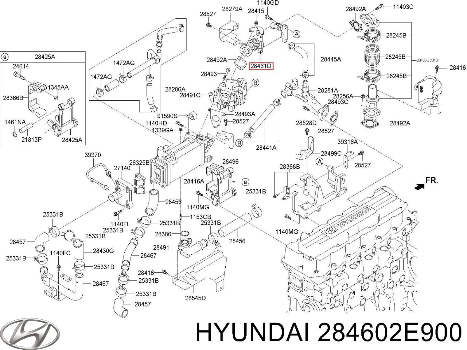 Enfriador EGR de recirculación de gases de escape Hyundai Sonata 7 (LF)