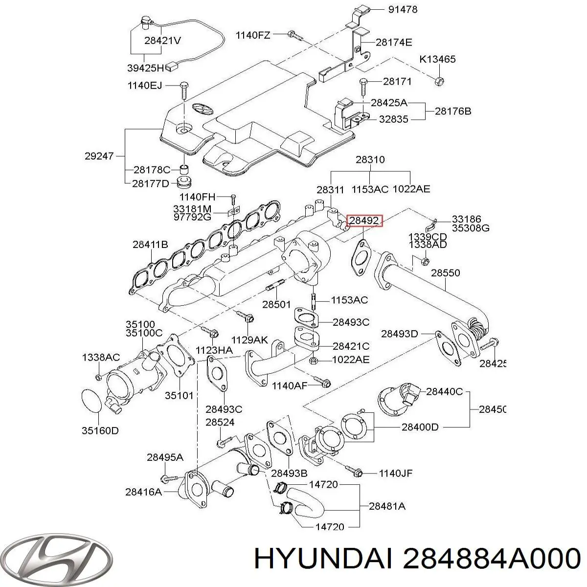 Junta del enfriador EGR del sistema de recirculación de gases Hyundai/Kia 284884A000 precio, desde 5,44 EUR