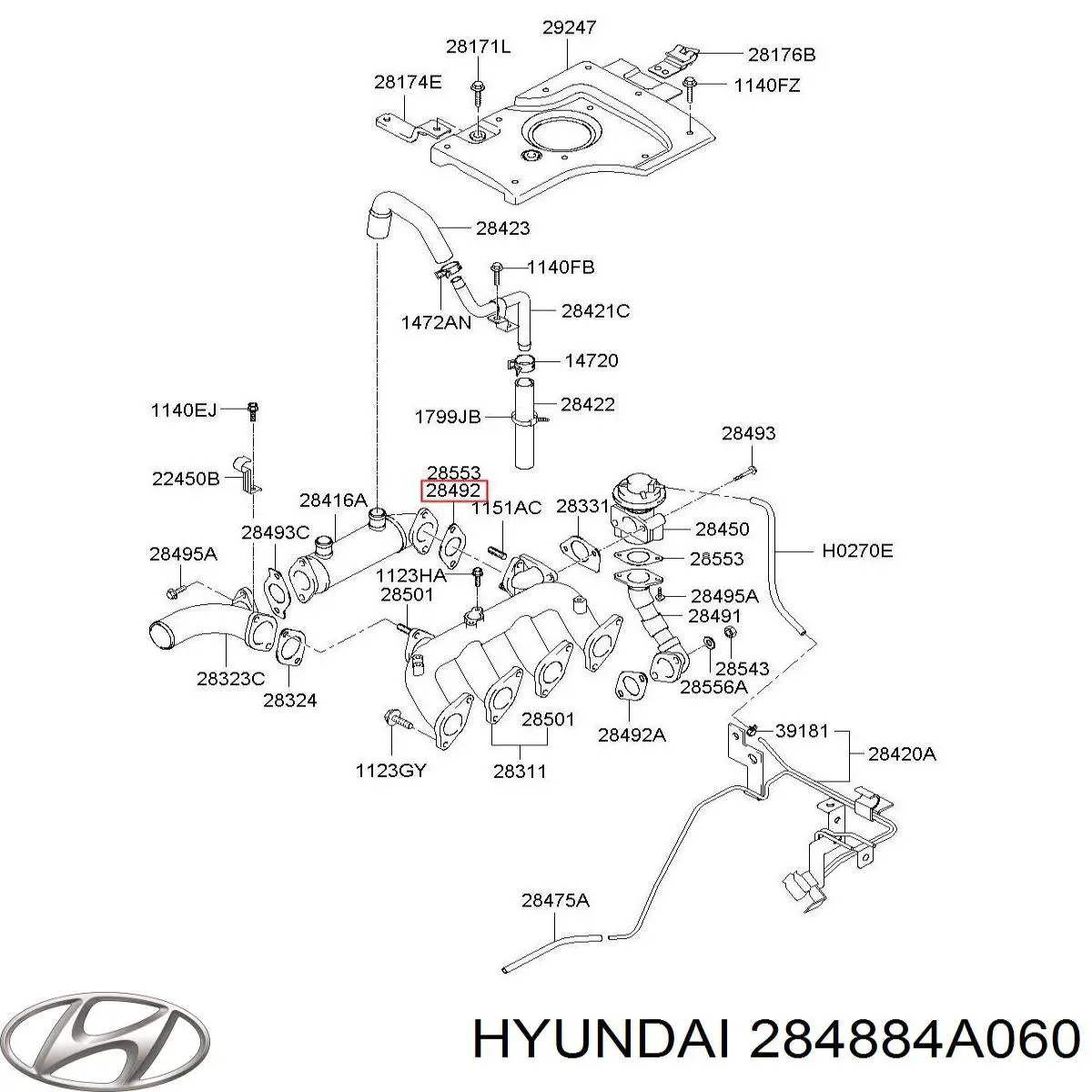 Comprar 284884A060 Hyundai/Kia Junta del enfriador EGR del sistema de recirculación de gases