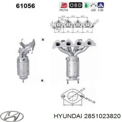 Comprar 2851023820 Hyundai/Kia Catalizador