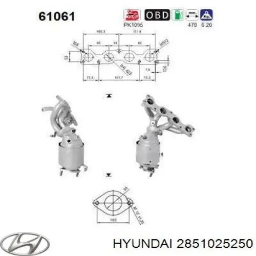 Colector de escape, sistema de escape para Hyundai Sonata (NF)
