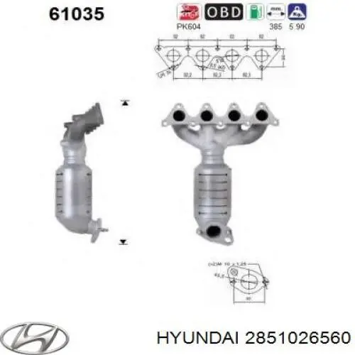 Comprar 2851026560 Hyundai/Kia Colector de escape