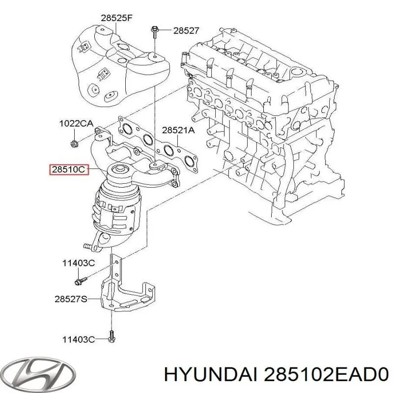 Colector de escape, sistema de escape Hyundai Sonata 7 (LF)