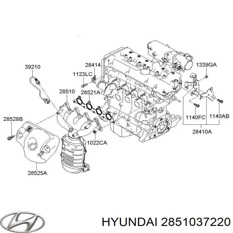 2851037220 Hyundai/Kia colector de escape trasero
