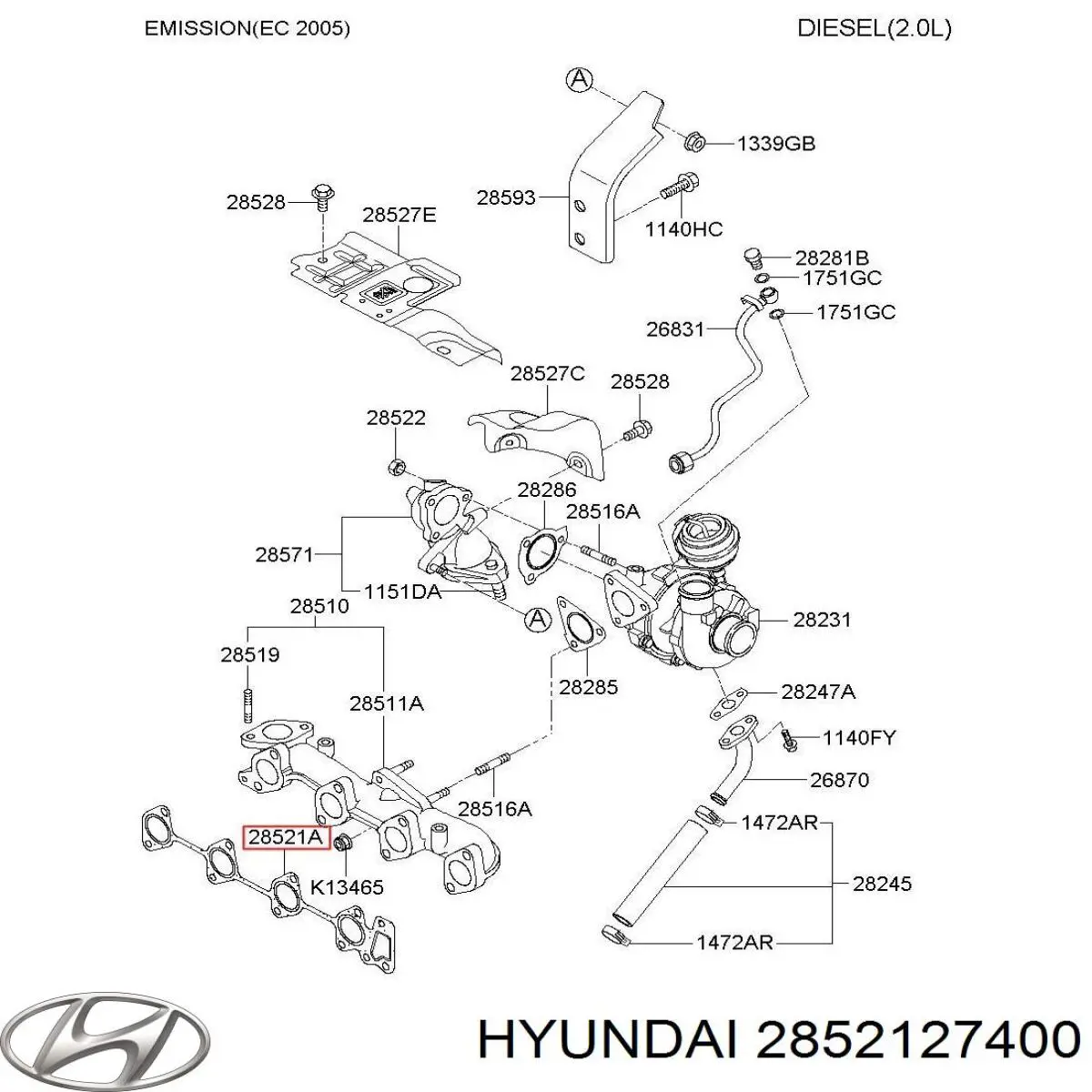 Comprar 2852127400 Hyundai/Kia Junta colector escape