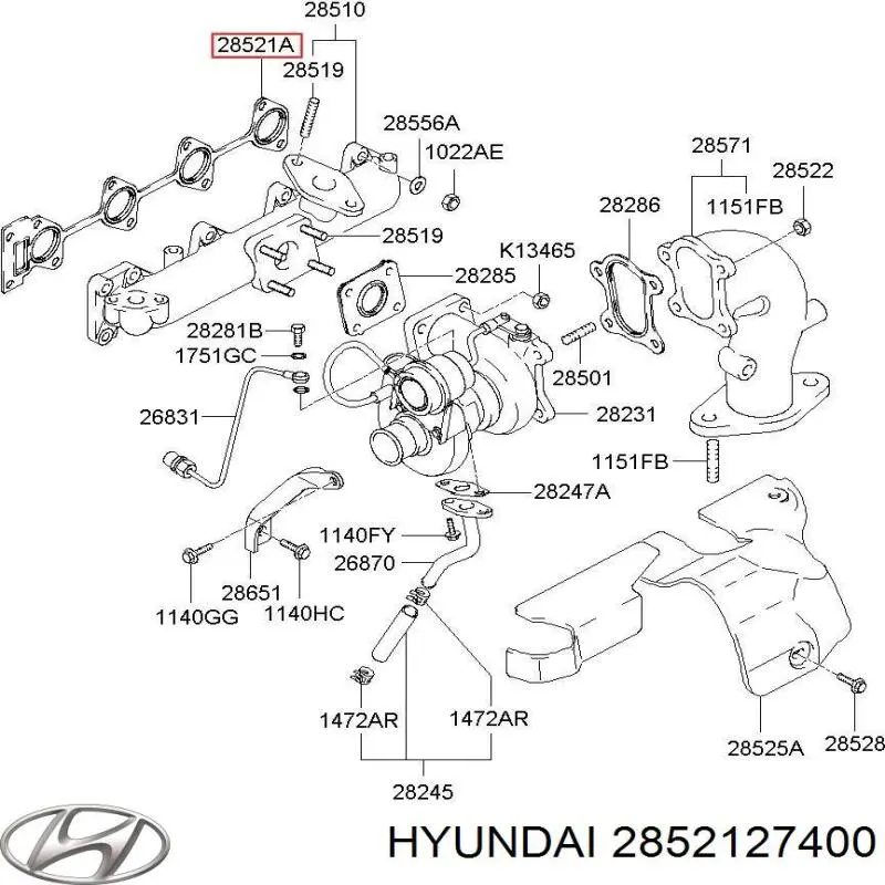Junta colector escape Hyundai/Kia 2852127400 precio, desde 17,26 EUR