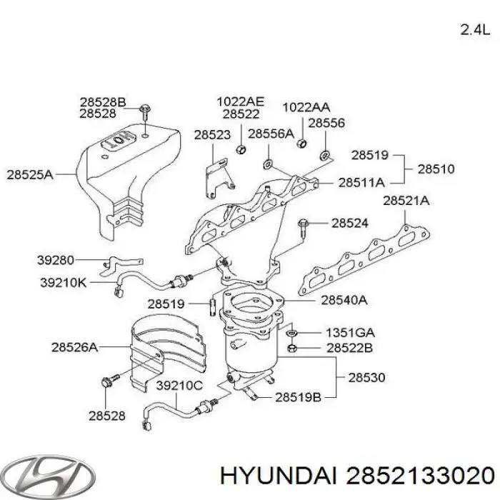 2852133020 Hyundai/Kia junta de colector de escape