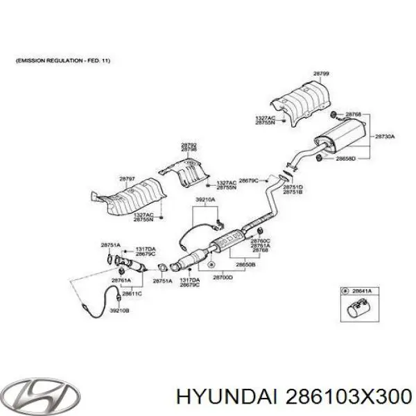 286103X300 Hyundai/Kia silenciador delantero