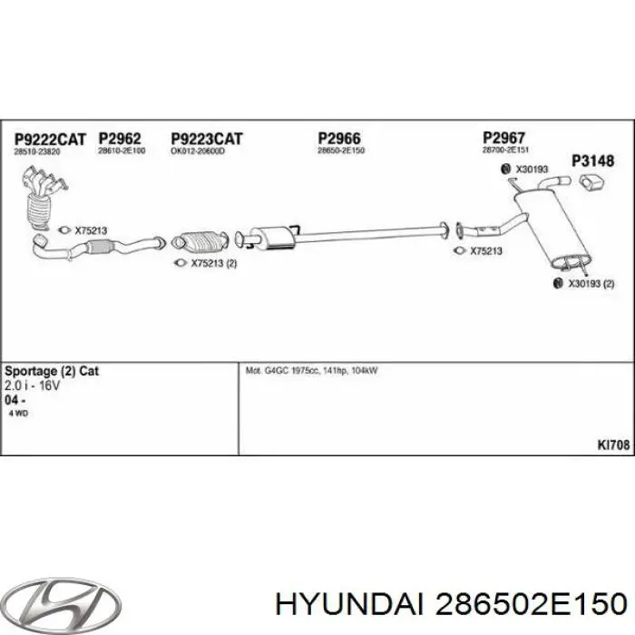 Silenciador del medio para Hyundai Coupe (GK)