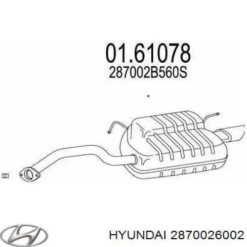 Silenciador trasero 2870026400 Hyundai/Kia