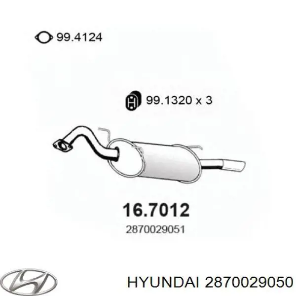 2870029050 Hyundai/Kia silenciador posterior