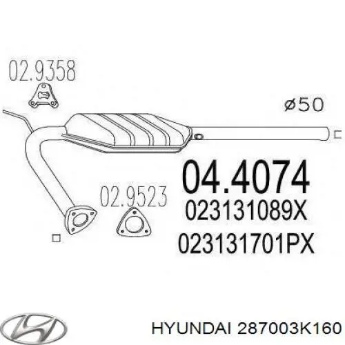 287003K160 Hyundai/Kia silenciador posterior