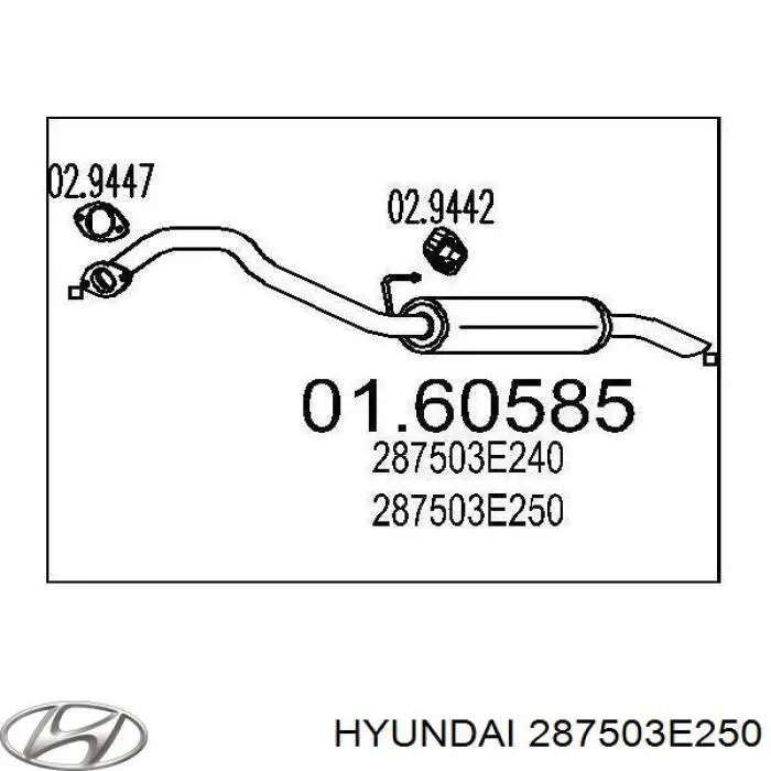 287503E250 Hyundai/Kia silenciador posterior