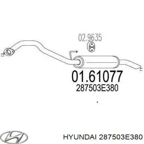 287503E380 Hyundai/Kia Silenciador trasero