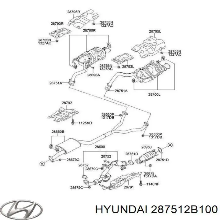 287512B100 Hyundai/Kia junta, tubo de escape silenciador