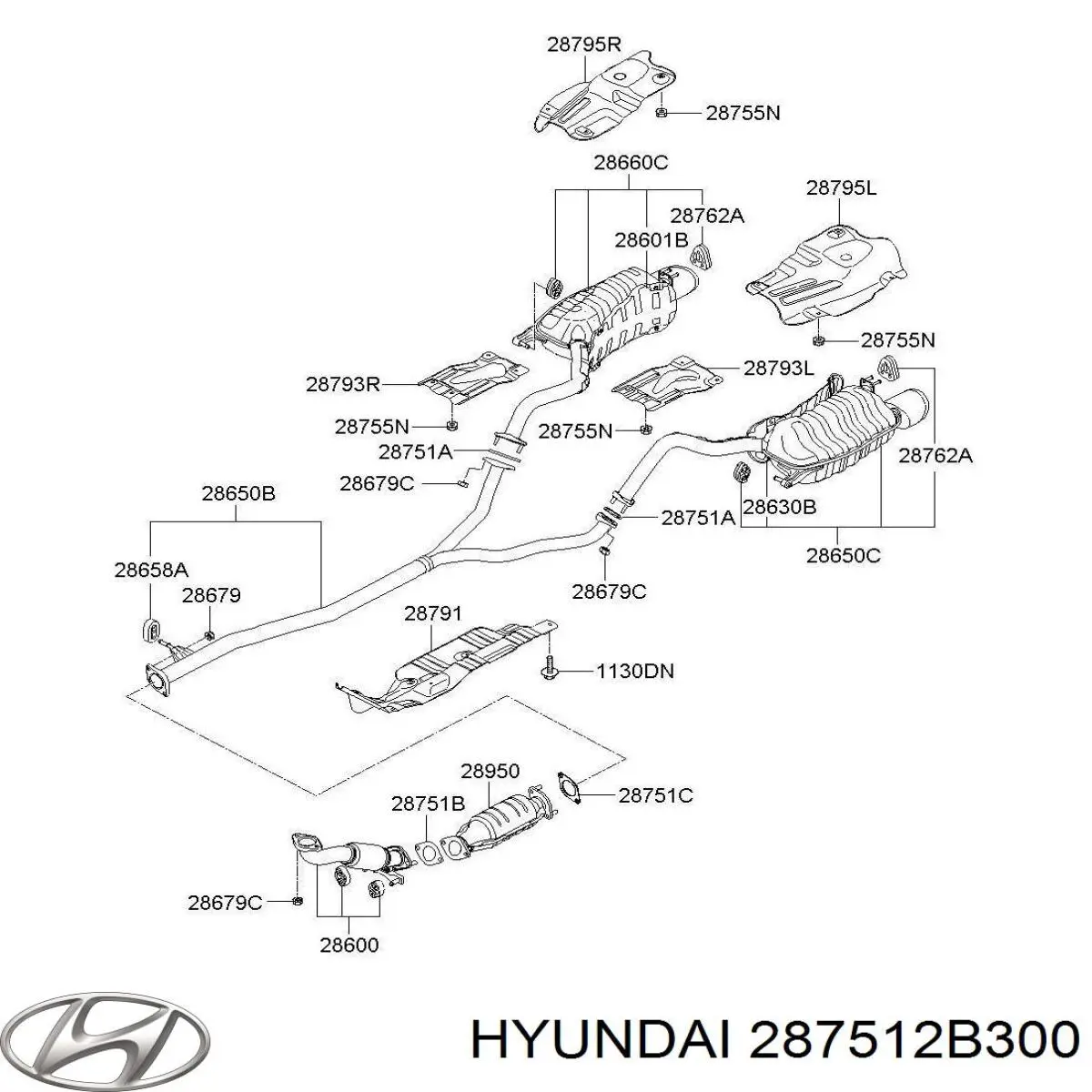 Junta de tubo de escape silenciador Hyundai/Kia 287512B300