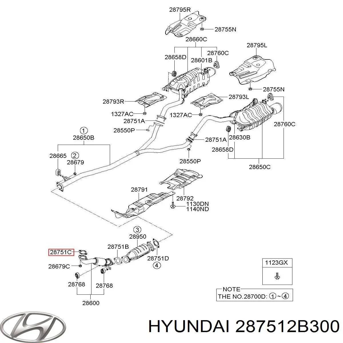 287512B300 Hyundai/Kia Junta de sistema de escape