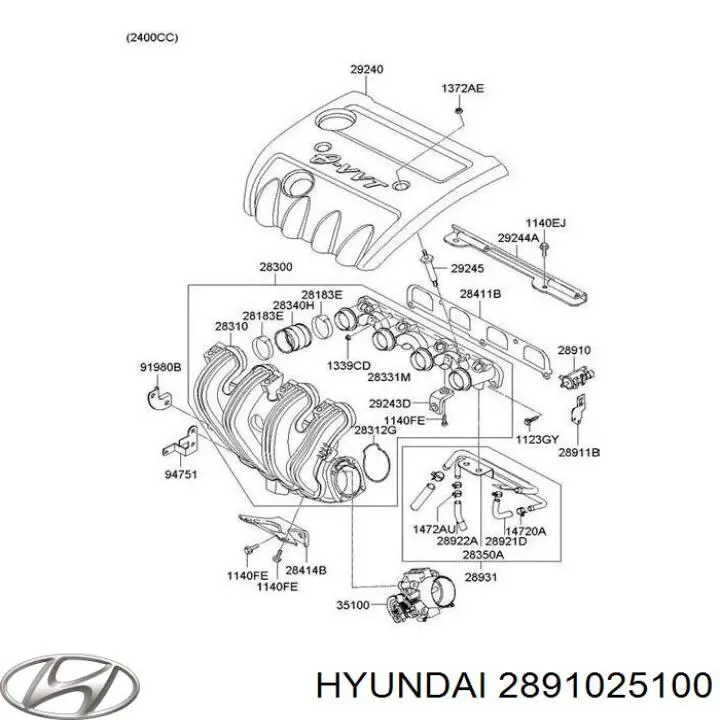 2891025100 Hyundai/Kia válvula reguladora de admisión