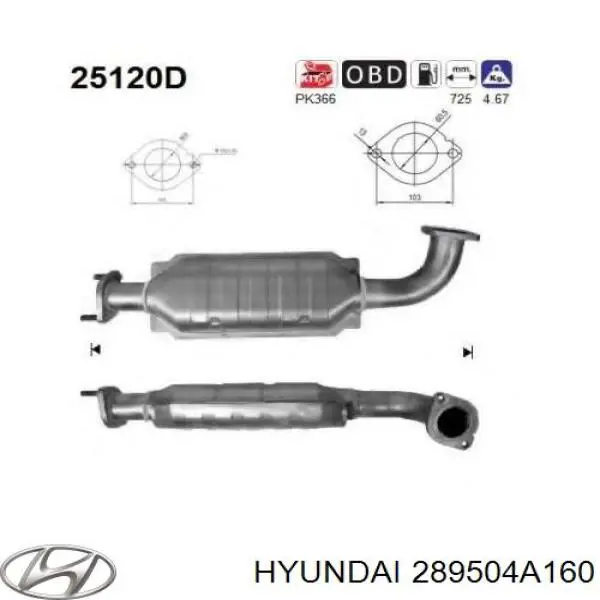 Comprar S289504A160 Hyundai/Kia Catalizador