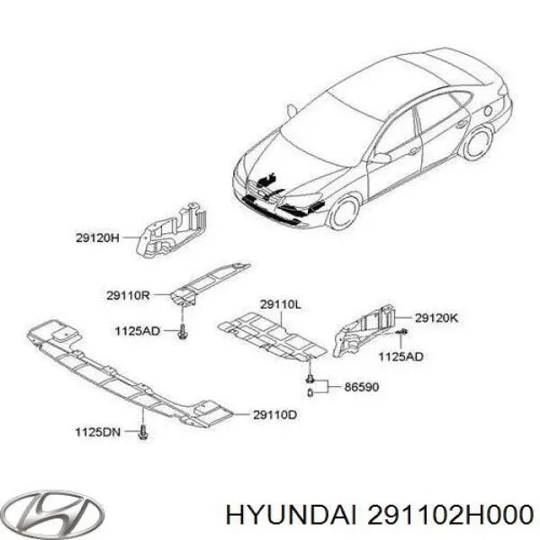 291102H000 Hyundai/Kia protección motor izquierda