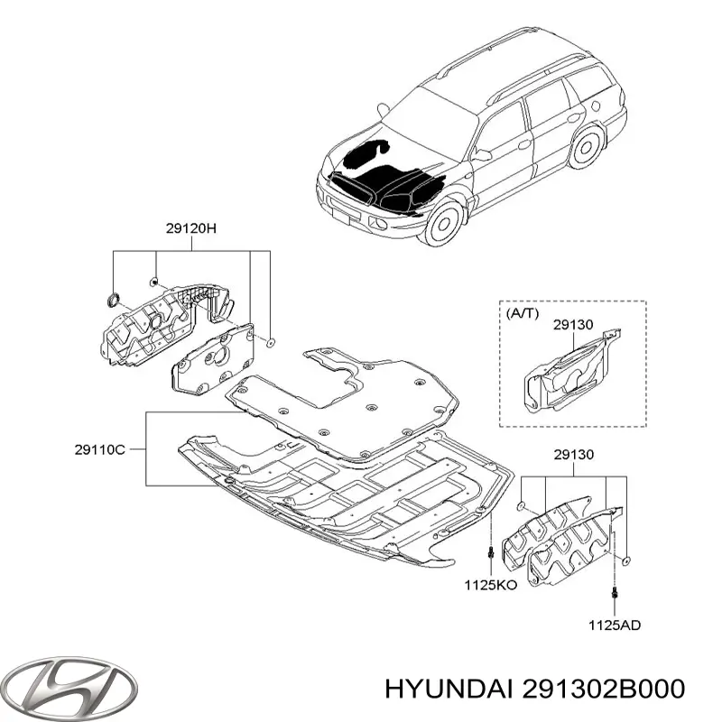 Comprar 291302B000 Hyundai/Kia Protección izquierda del motor