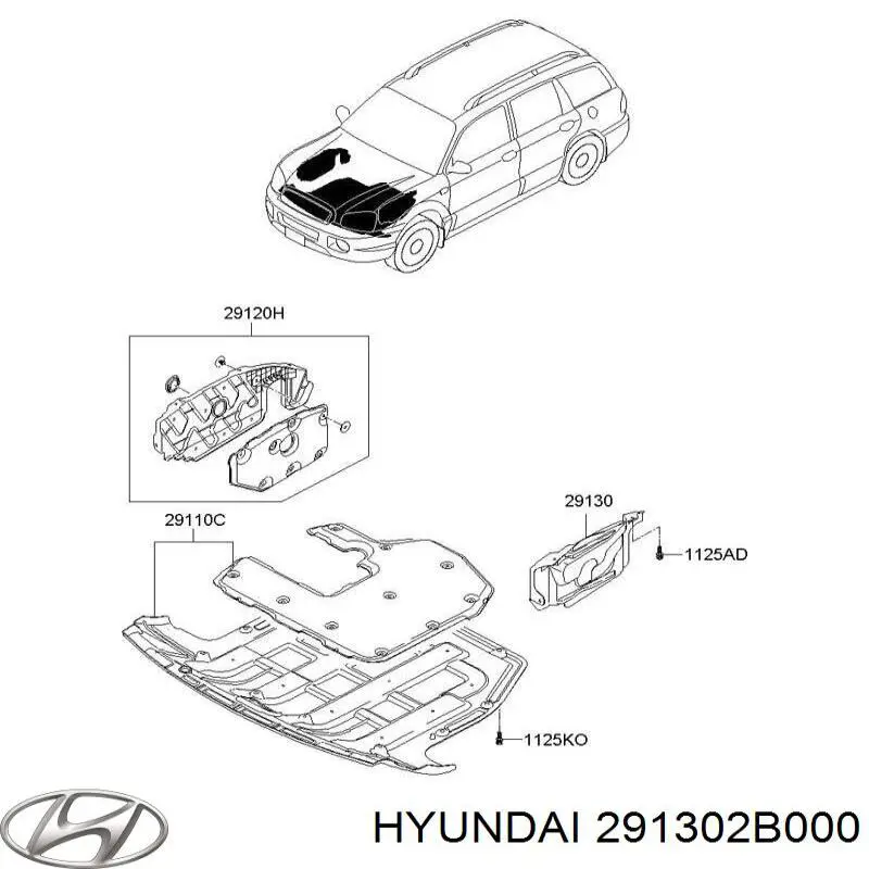 Protección izquierda del motor Hyundai/Kia 291302B000 precio, desde 18,23 EUR