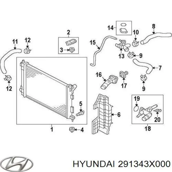 291343X000 Hyundai/Kia deflector de aire, radiador, derecho