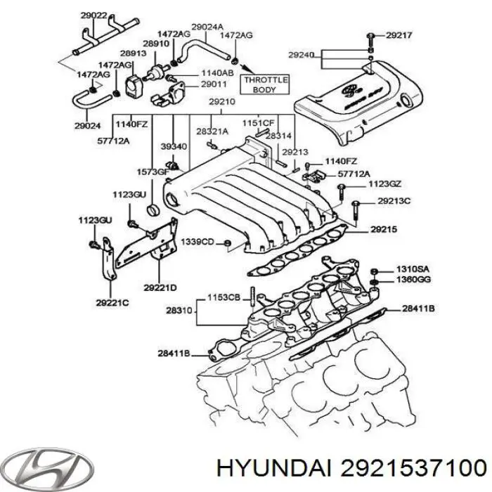 2921537100 Hyundai/Kia junta, colector de admisión, superior