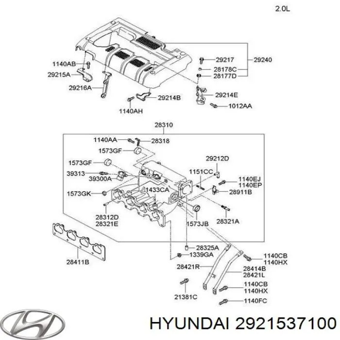 Junta superior del colector de admisión Hyundai/Kia 2921537100 precio, desde 2,16 EUR