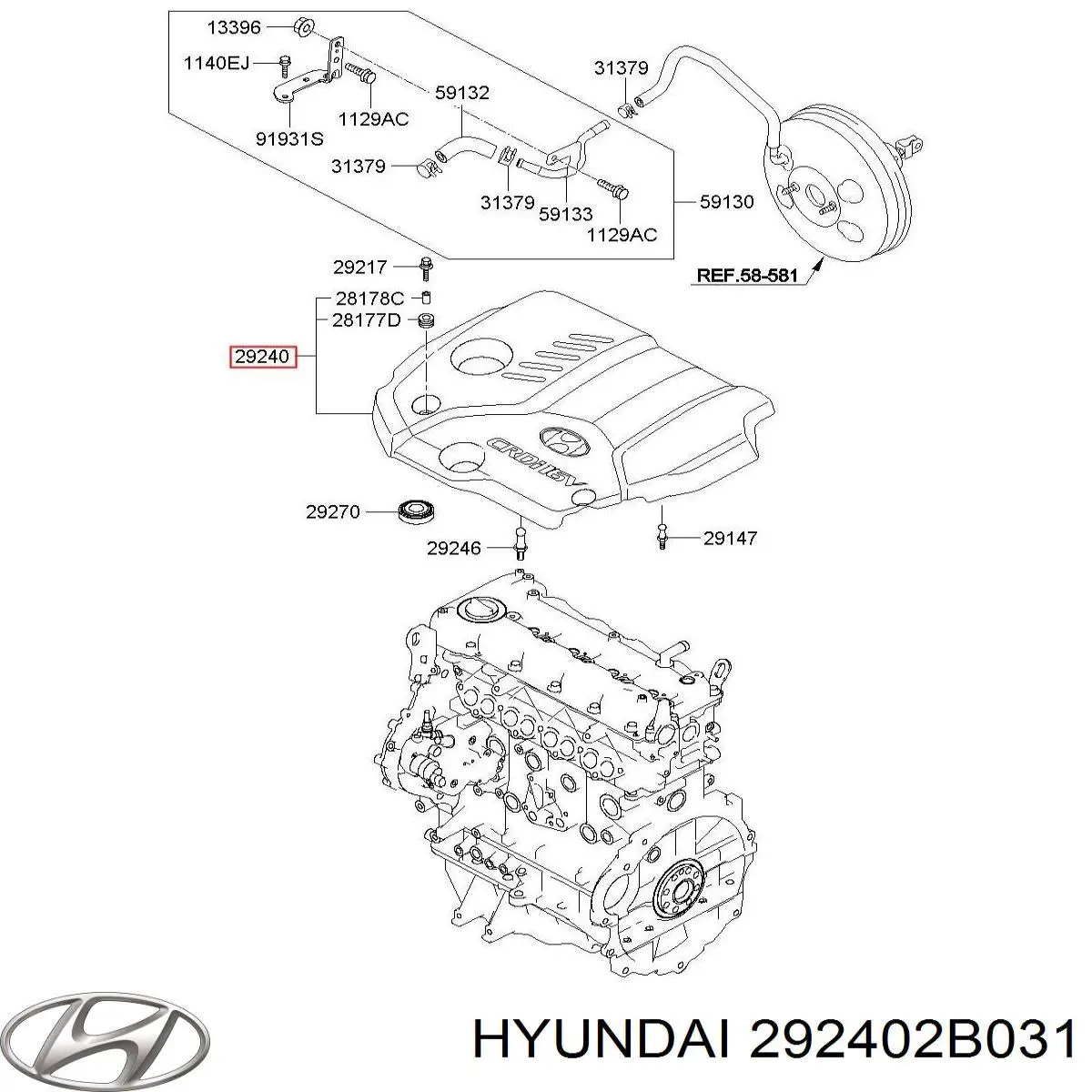Cubierta decorativa del motor Hyundai/Kia 292402B031 precio, desde 49,37 EUR