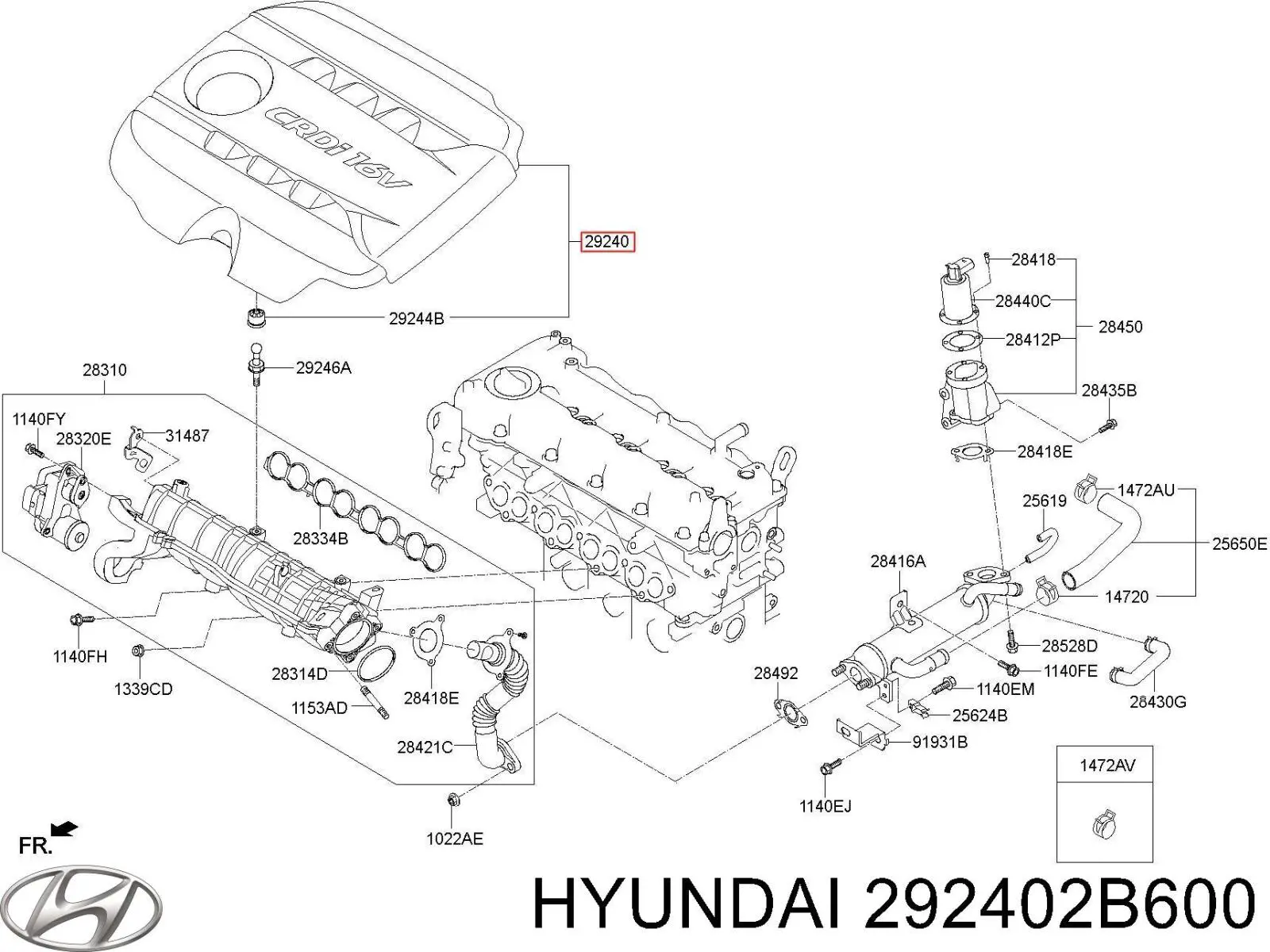 Cubierta decorativa del motor Hyundai/Kia 292402B600 precio, desde 69,70 EUR