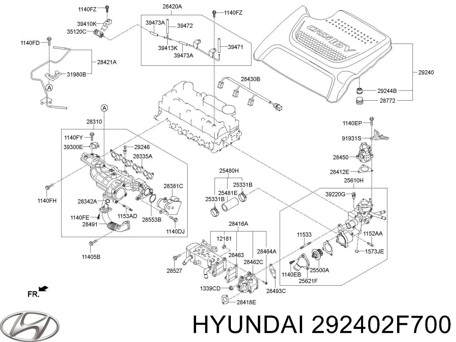 292402F700 Hyundai/Kia cubierta de motor decorativa