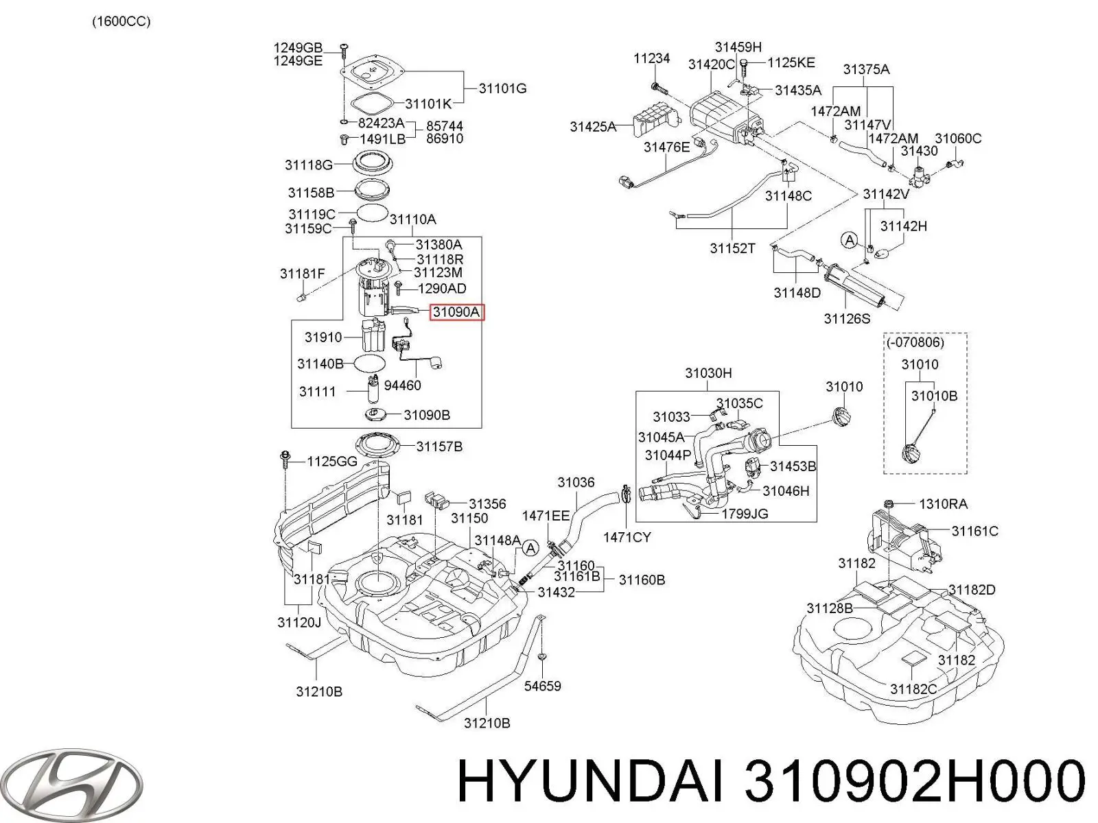 Filtro de gasoil Hyundai/Kia 310902H000
