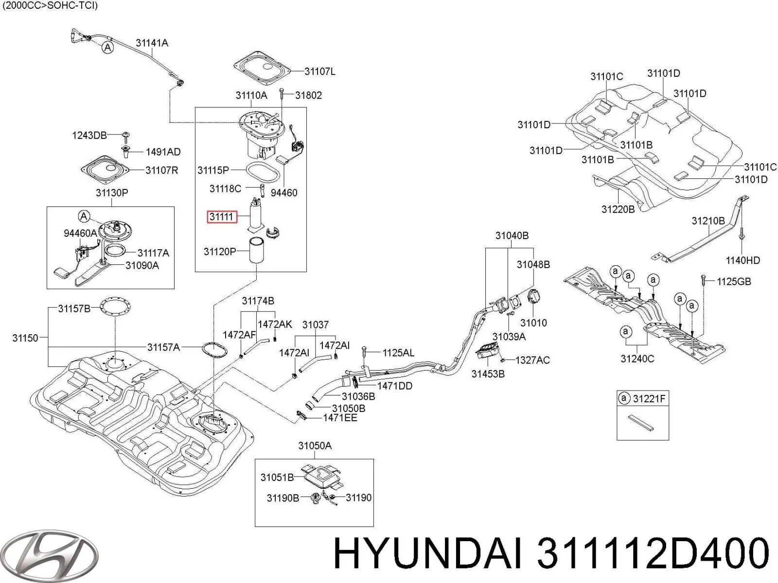 Bomba de combustible eléctrica sumergible Hyundai Tucson (JM)