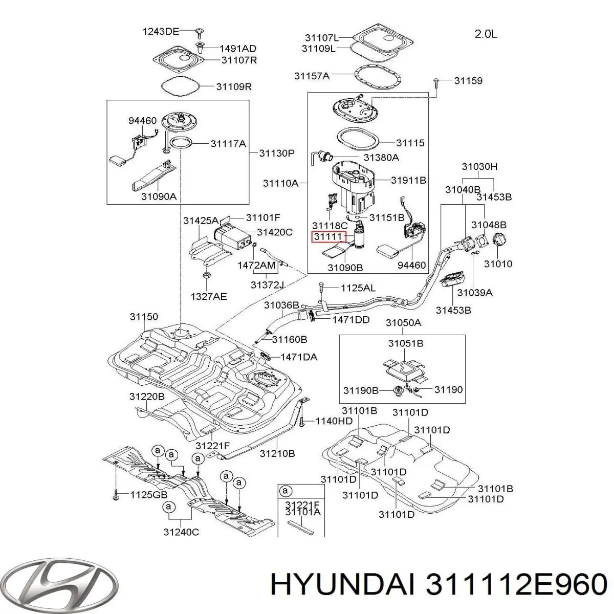 Módulo de alimentación de combustible Hyundai/Kia 311112E960