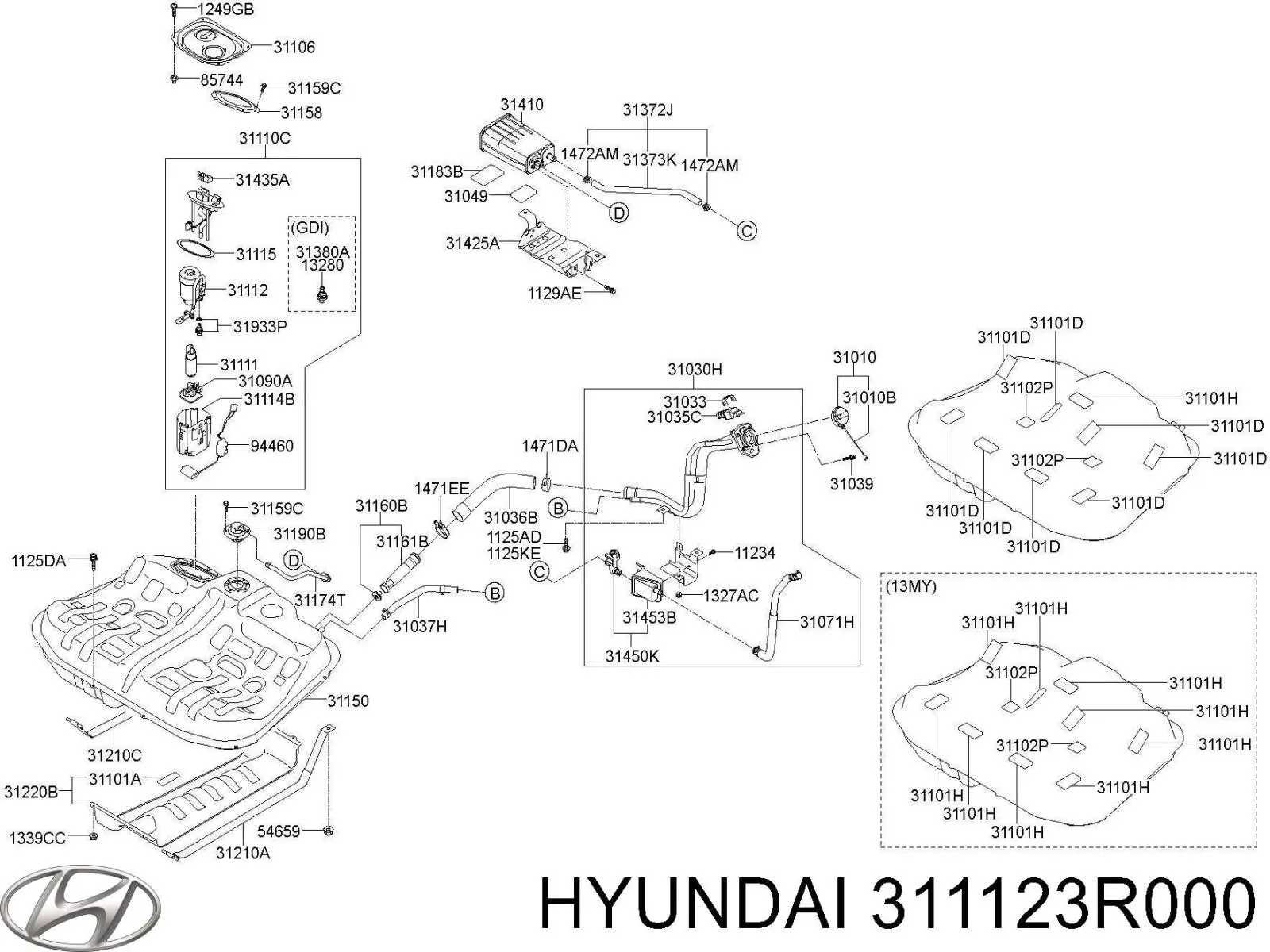 Filtro de gasoil Hyundai/Kia 311123R000
