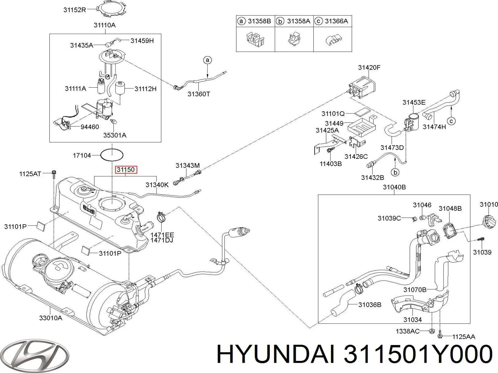 311501Y000 Hyundai/Kia Tanque de combustible