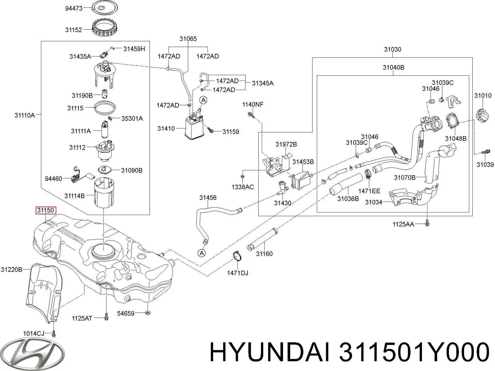 Depósito de gasolina Hyundai/Kia 311501Y000 precio, desde 226,51 EUR