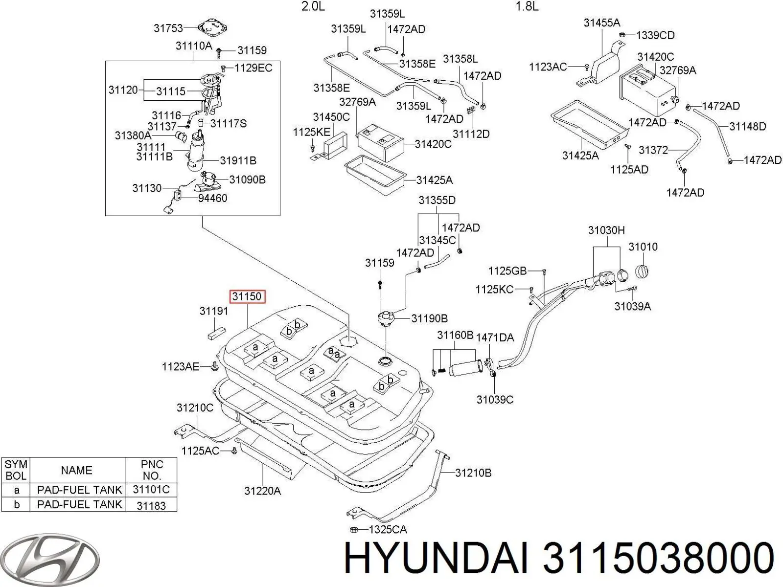 Tanque de combustible para Hyundai Sonata (EU4)