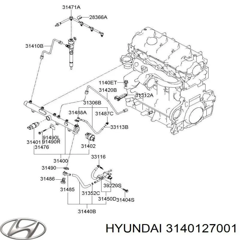 3140127001 Hyundai/Kia sensor de presión de combustible