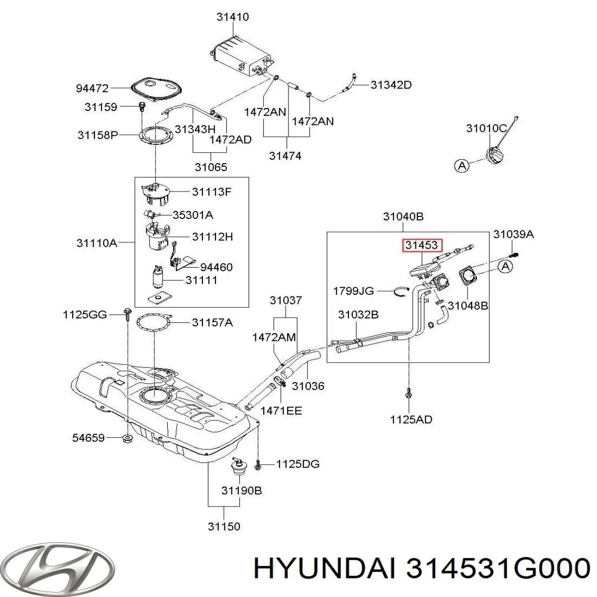 Filtro de carbón activado, ventilación depósito para Hyundai Accent (MC)