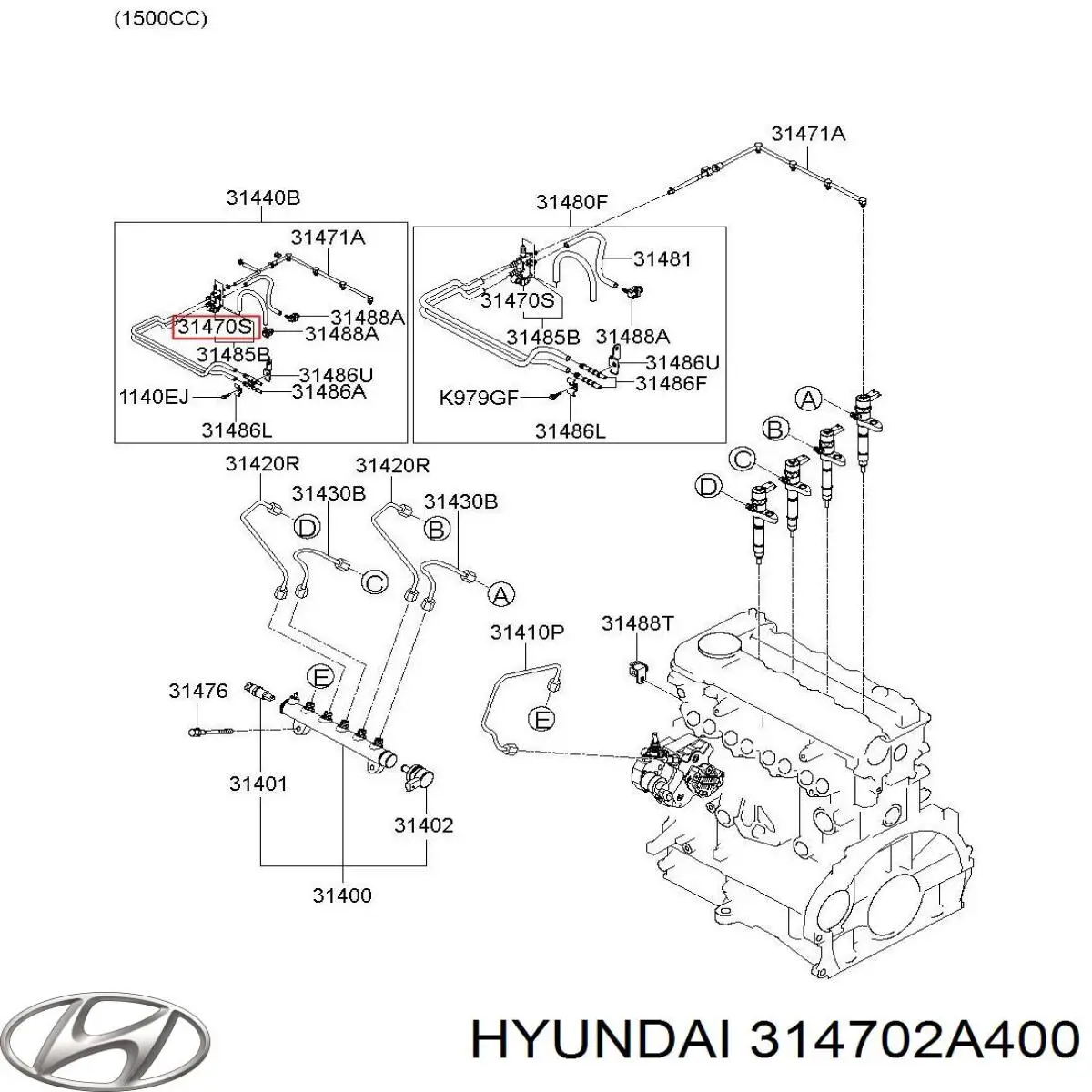 Sensor, temperatura combustible para Hyundai H-1 STAREX (TQ)