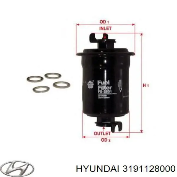 3191128000 Hyundai/Kia Filtro de gasolina