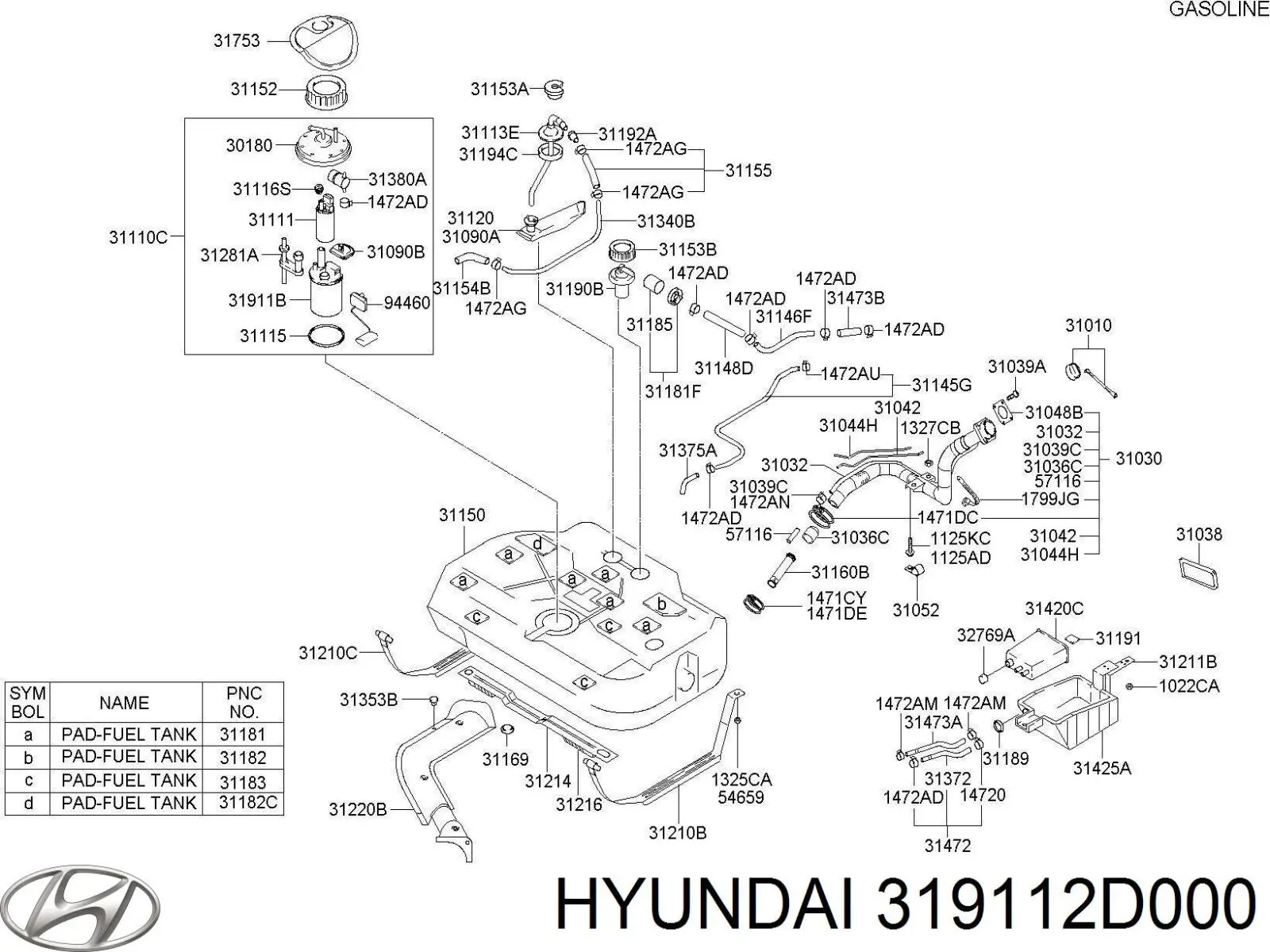 319112D000 Hyundai/Kia Filtro de gasolina