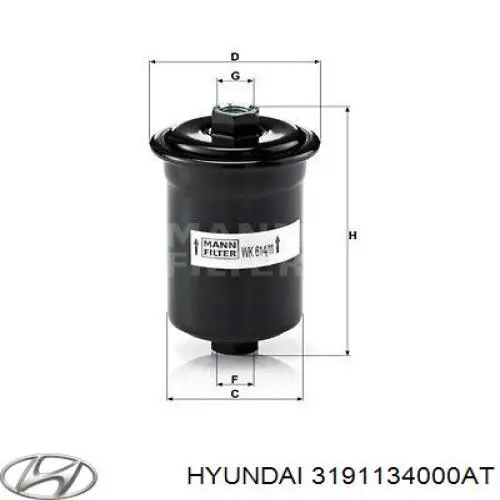 3191134000AT Hyundai/Kia filtro combustible