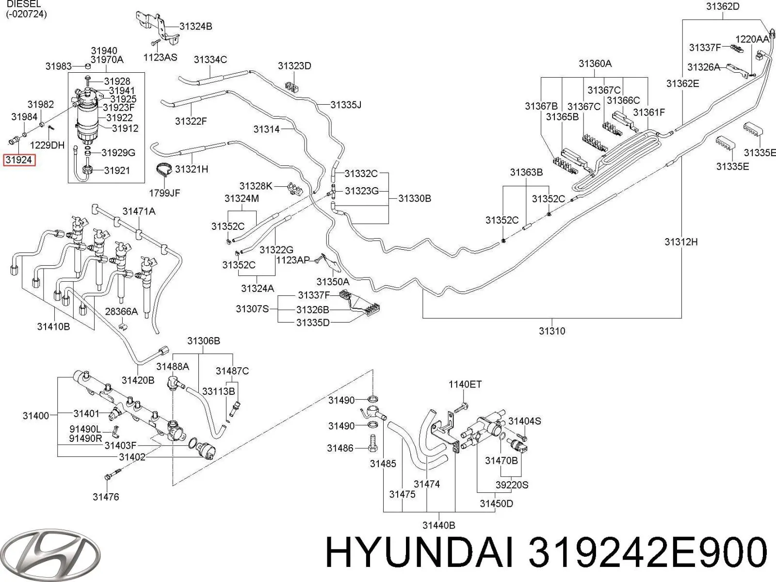 Comprar 319242E900 Hyundai/Kia Sensor de temperatura de combustible