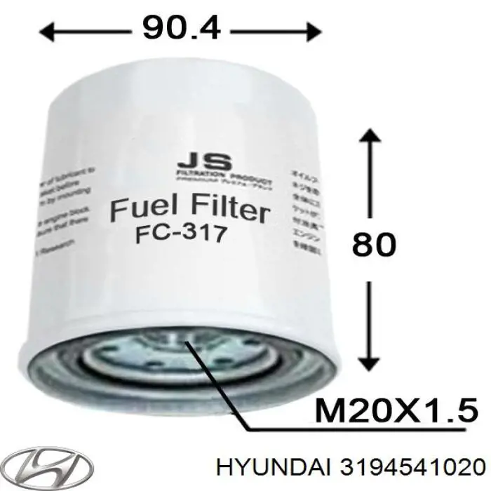 3194541020 Hyundai/Kia filtro de combustible