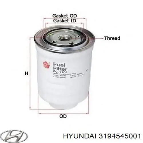 3194545001 Hyundai/Kia filtro combustible