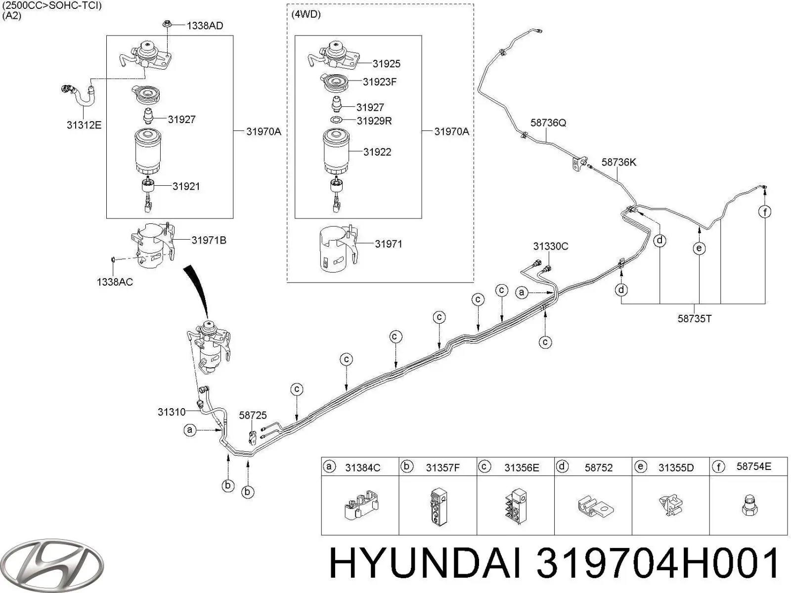 Filtro de combustible 319704H001 Hyundai/Kia
