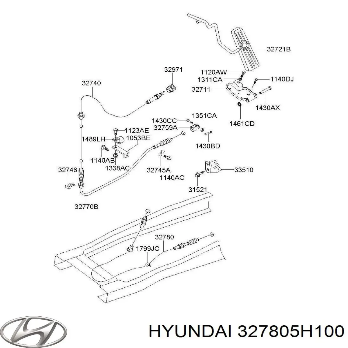 327805H100 Hyundai/Kia cable del acelerador